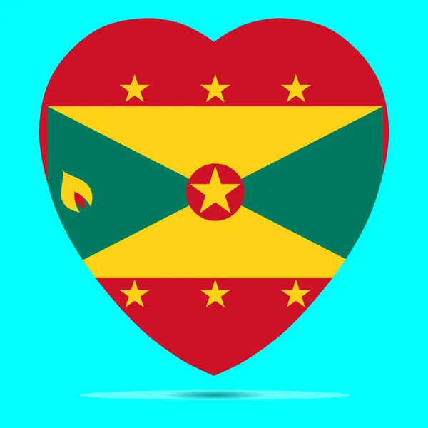 Bandeira de Granada em forma de coração Vector — Vetor de Stock