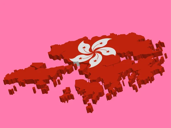 3D Hong Kong mapa bandera vector — Vector de stock