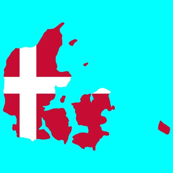 デンマーク地図フラグベクトルイラスト。第十話 — ストックベクタ