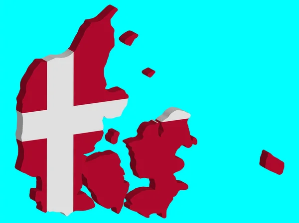 3Dデンマーク地図フラグベクトルイラスト。第十話 — ストックベクタ