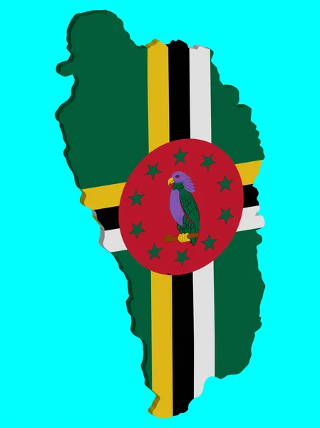 3D Dominica map flag Ilustración vectorial. EPS10 — Vector de stock