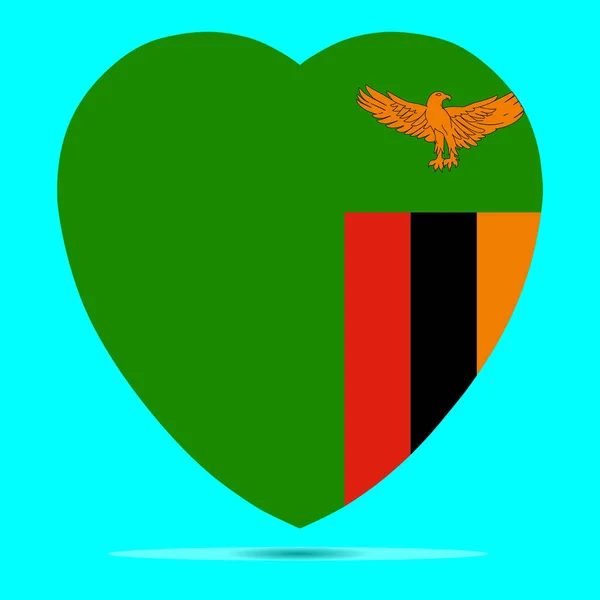 Zambia Bandera en forma de corazón Vector — Archivo Imágenes Vectoriales