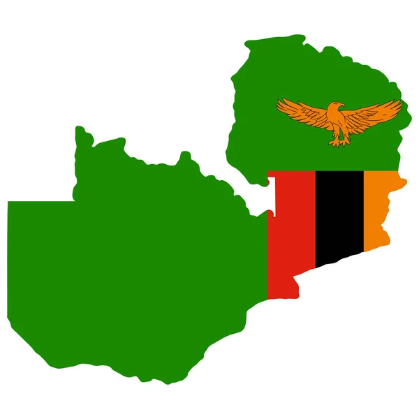 Mapa bandera de Zambia vector ilustración. Eps 10 — Archivo Imágenes Vectoriales