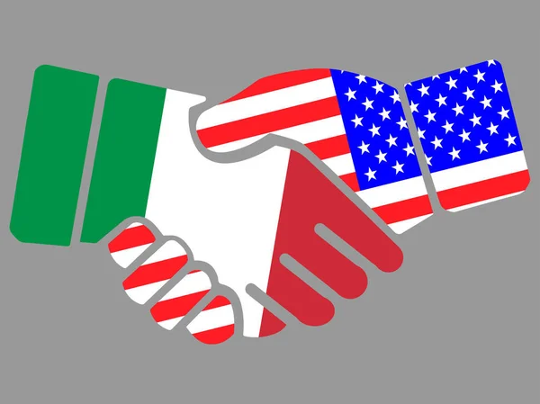 Italien und USA fahnen Handschlag-Vektor — Stockvektor