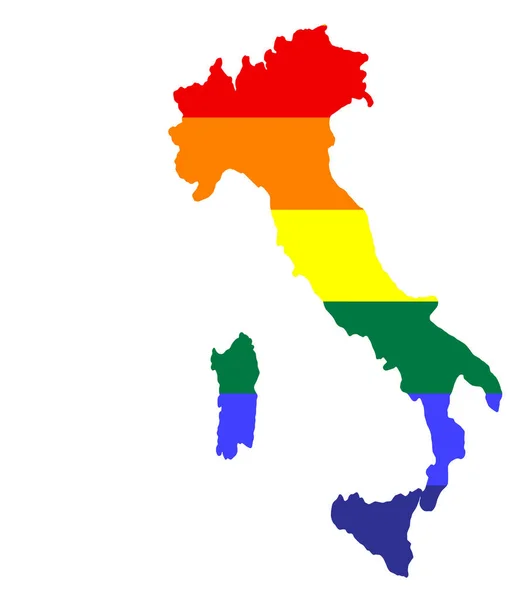 Lgbt Vlaggenkaart van Italië Vector — Stockvector