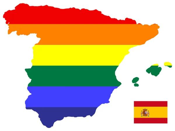 Carte du drapeau de Lgbt du vecteur Espagne — Image vectorielle