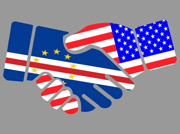 Kaapverdië en Usa vlaggen Handdruk vector — Stockvector
