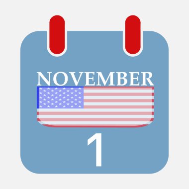 Takvim Simgesi 1, Usa bayrak vektörü illüstrasyonu Eps 10