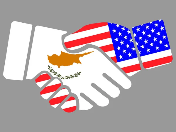 Cyprus and USA flags Handshake vector — ストックベクタ