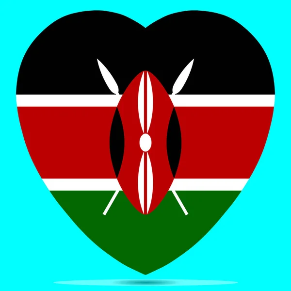Kenya Flag In Heart Shape Vector illustration Eps 10 — ストックベクタ