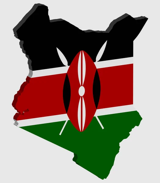 Carte 3D Kenya Illustration vectorielle du drapeau Eps 10 — Image vectorielle