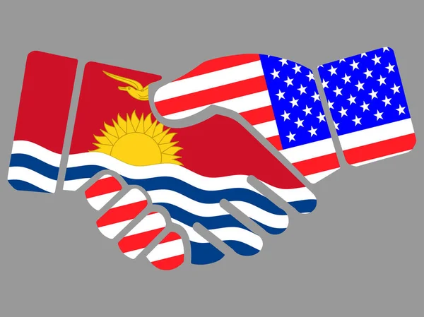 Bandiere Kiribati e USA Vettore Handshake — Vettoriale Stock