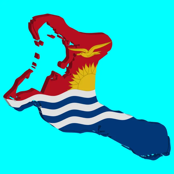 Carte 3D Kiribati Illustration vectorielle du drapeau Eps 10 — Image vectorielle