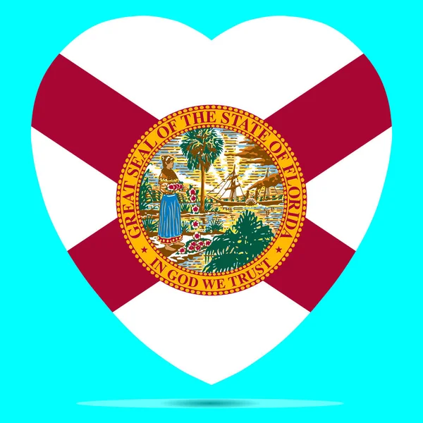 Florida vlag in hartvorm vectorillustratie ps 10 — Stockvector