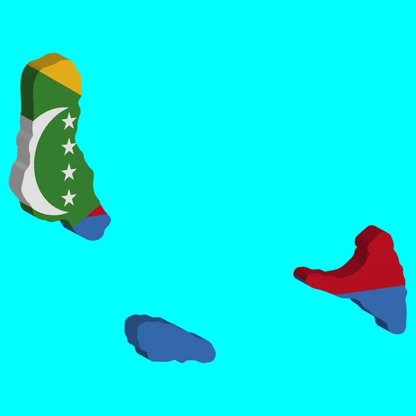 Comores mapa bandeira vetor ilustração 3D Eps 10 —  Vetores de Stock