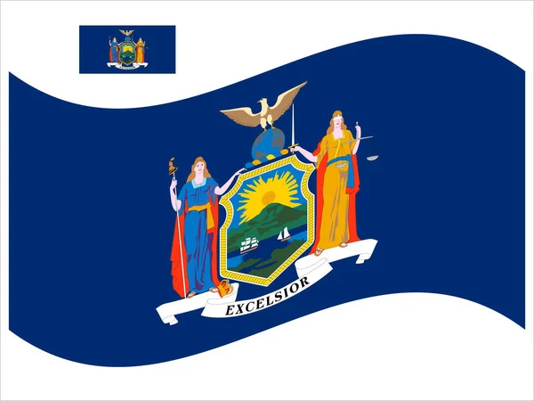 Onda Bandeira de Nova York EUA Estado Ilustração vetorial Eps 10 — Vetor de Stock