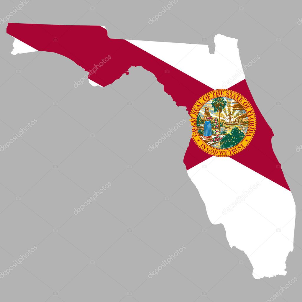 Map US state Florida Flag Vector illustration Eps 10