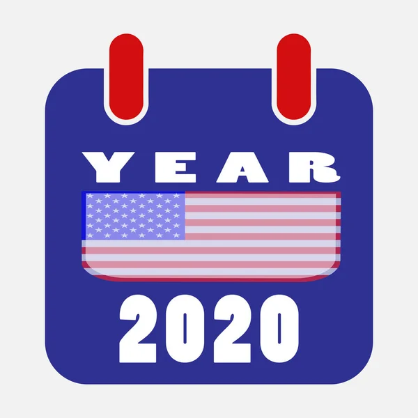 2020 Año Vector Calendario App Icono US Flag — Archivo Imágenes Vectoriales