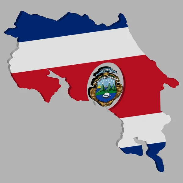 3d costa rica karte flaggenvektor — Stockvektor