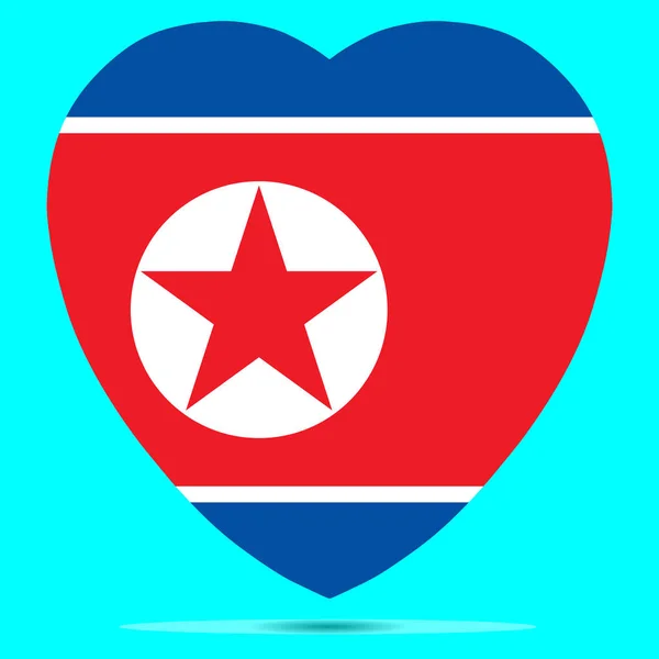North Korea Flag In Heart Shape Vector — 图库矢量图片
