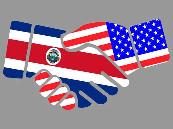 Costa Rica y Estados Unidos banderas Handshake vector — Archivo Imágenes Vectoriales