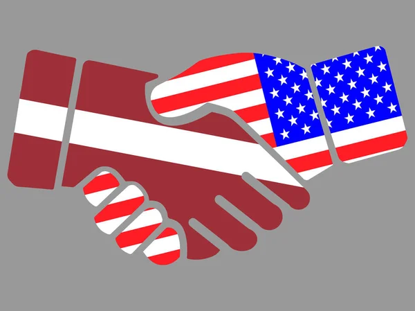 ラトビアとアメリカの国旗握手ベクトル — ストックベクタ