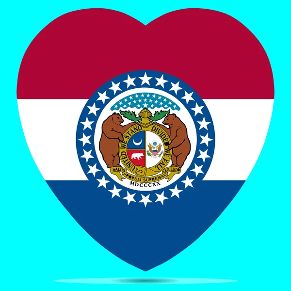 Missouri vlag in hartvorm vectorillustratie ps 10 — Stockvector