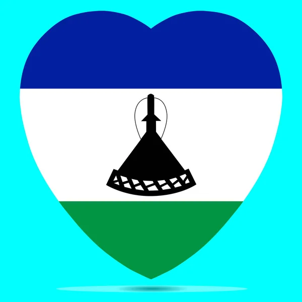 Drapeau Lesotho en forme de coeur Illustration vectorielle Eps 10 — Image vectorielle