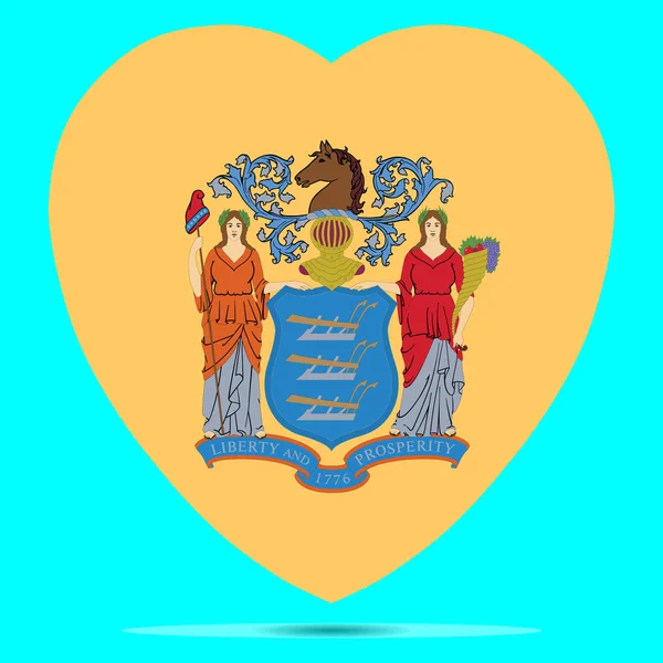 New Jersey Flag In Heart Shape Vector illustration Eps 10 — Stock Vector