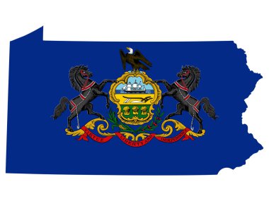 Pennsylvania Haritası Bayrak Vektörü illüstrasyon Eps 10