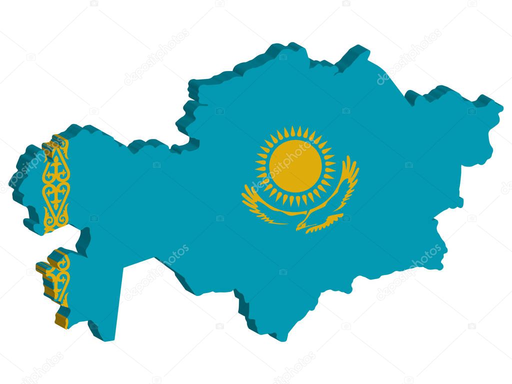 3D Map Kazakhstan Flag Vector illustration Eps 10