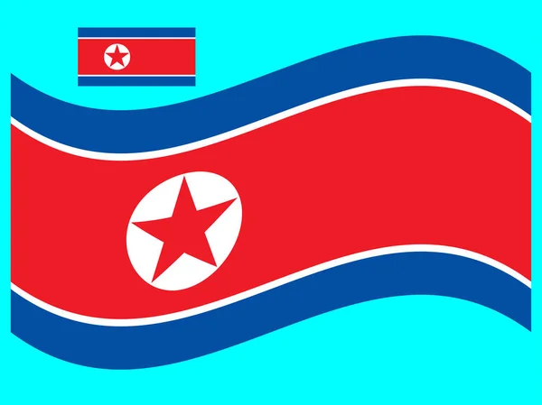 Dalga Kuzey Kore Bayrak Vektörü — Stok Vektör