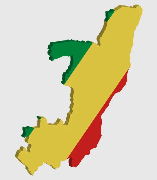 Republiken Kongo Karta Flagg Vektor 3d — Stock vektor