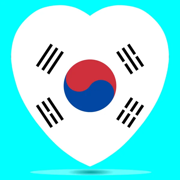 Bandeira da Coreia do Sul em forma de coração Vector — Vetor de Stock