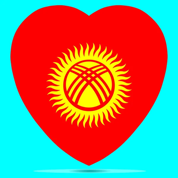 キルギスタン国旗ハート型ベクトルイラストEps 10 — ストックベクタ