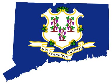 Connecticut Haritası Bayrak Vektör İllüstrasyonu Eps 10