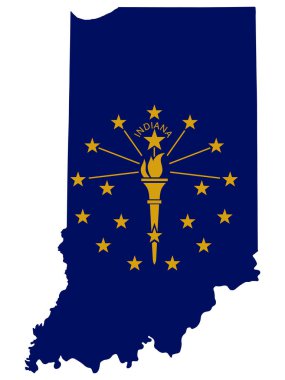 Indiana Haritası Bayrak Vektör İllüstrasyonu Eps 10