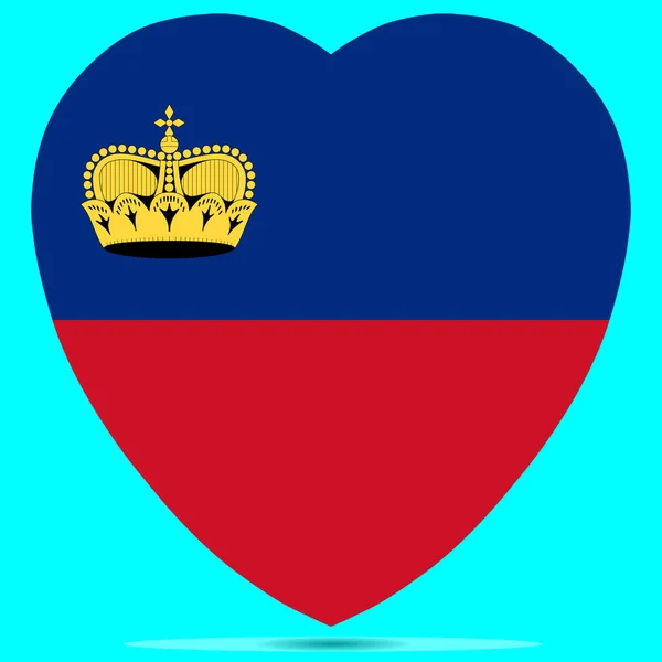 Liechtenstein Drapeau en forme de coeur Illustration vectorielle Eps 10 — Image vectorielle