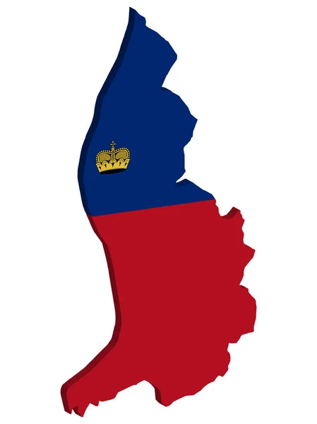 3Dリヒテンシュタイン地図旗ベクトル図Eps 10 — ストックベクタ