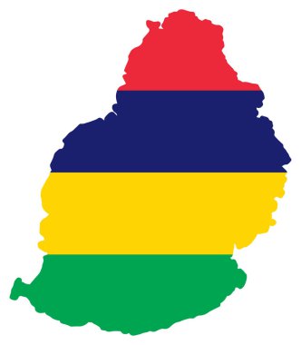 Mauritius Haritası Bayrak Vektörü illüstrasyonu Eps 10