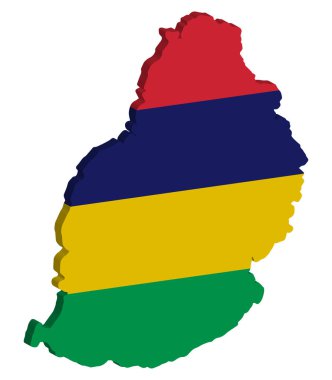 3d Mauritius Haritası Bayrak Vektörü illüstrasyonu Eps 10