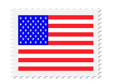 Amerikan Bayrak Vektörü illüstrasyonlu Posta Damgası Eps 10