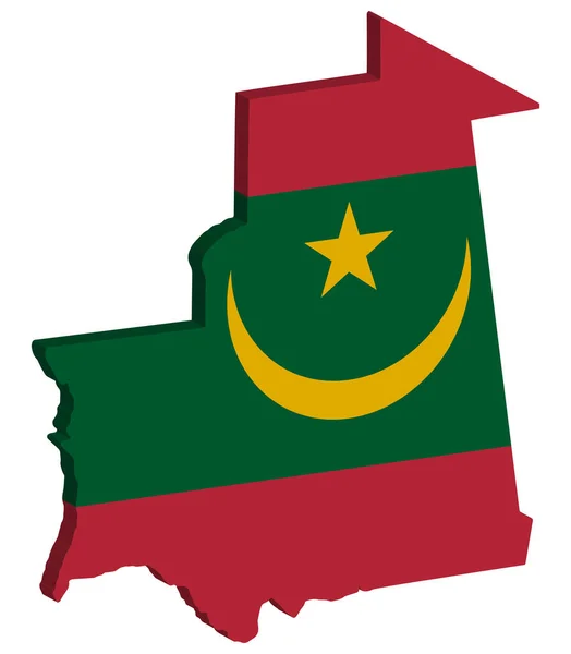 3D Mauritanie Carte Drapeau Illustration vectorielle Eps 10 — Image vectorielle