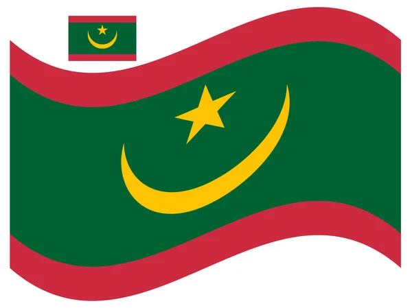 Vague Mauritanie Drapeau Illustration vectorielle Eps 10 — Image vectorielle