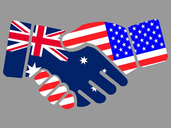 Australia y Estados Unidos banderas Handshake vector — Archivo Imágenes Vectoriales