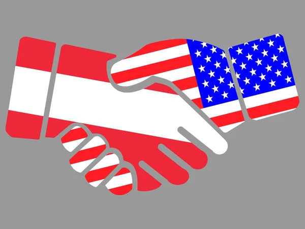オーストリアとアメリカの旗握手ベクトル — ストックベクタ