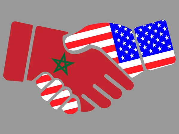 Morocco and USA flags Handshake vector — Stock Vector