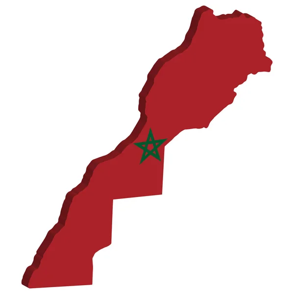 3d Marokkó térkép zászló vektor illusztráció Eps 10 — Stock Vector