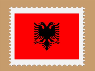 Arnavutluk Bayrak Vektörüyle Posta Damgası EP 10