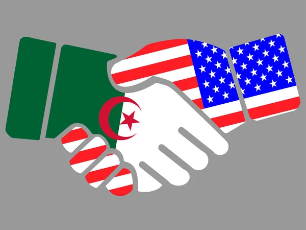 Algéria és az USA lobogói Kézfogás vektor — Stock Vector